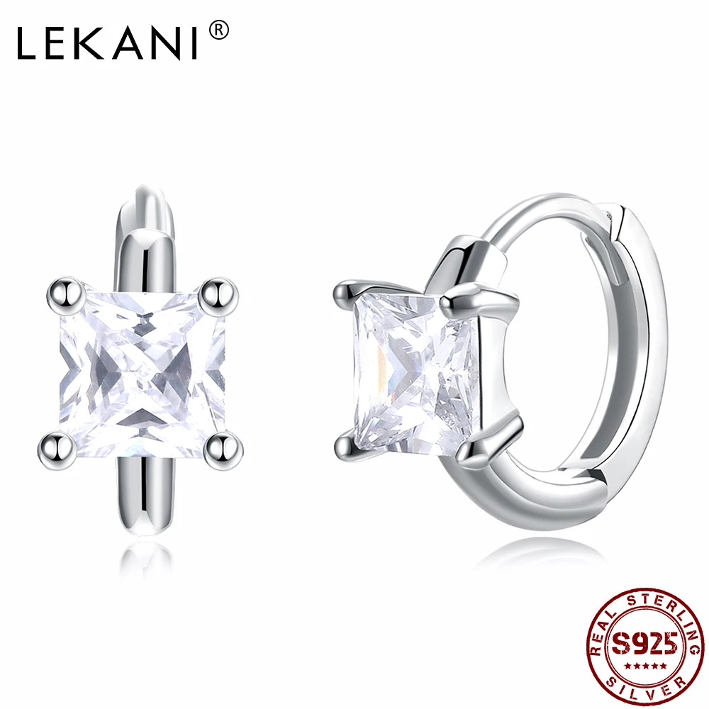 

LEKANI Sterling Silver 925 Jewelry Finger Rings For Women Geometry Square Cubic Zirconia Wedding Engagement Ring Hot Sale