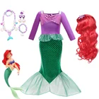 Косплей-костюм принцессы Русалочки на Хэллоуин 2022, нарядное платье для девочки, детское платье с блестками, праздничный костюм для вечеринки с хвостом русалки