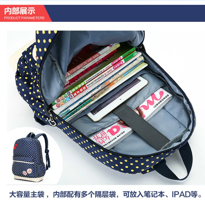 Girls children Printing Backpack School bags 3pcs set  Canvas school bags laptop bag kids travel Backpak schoolbags mochilas
