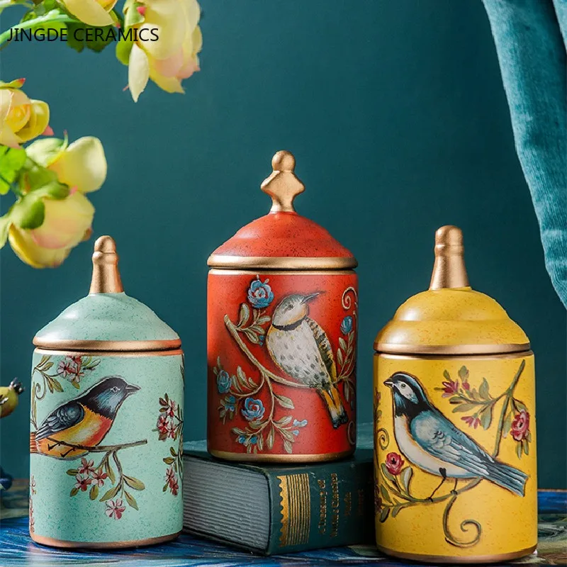 

Контейнер для хранения пищи в стиле кантри, керамическая коробка для лапши, многозернистый контейнер для хранения, герметичные банки, емкос...