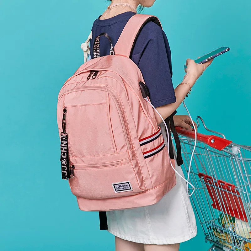 

2021 New Laptop Women Backpack External USB Charge Computer Backpacks Anti-theft Waterproof School Bag for Teenage Girls