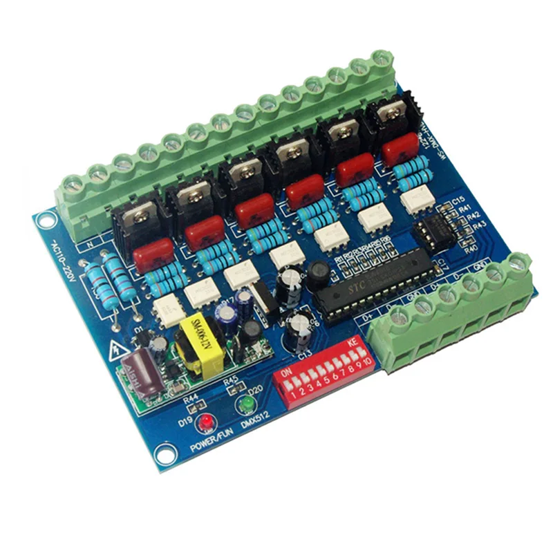 6 канальный декодер DMX512 DMX AC110V 220V высокое напряжение 50 Гц диммер 5 А * каналов для