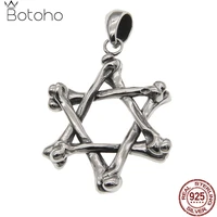 925 sterling silver hip hop personality mens six pointed star pendant oversized fashion retro thai silver punk necklace pendant