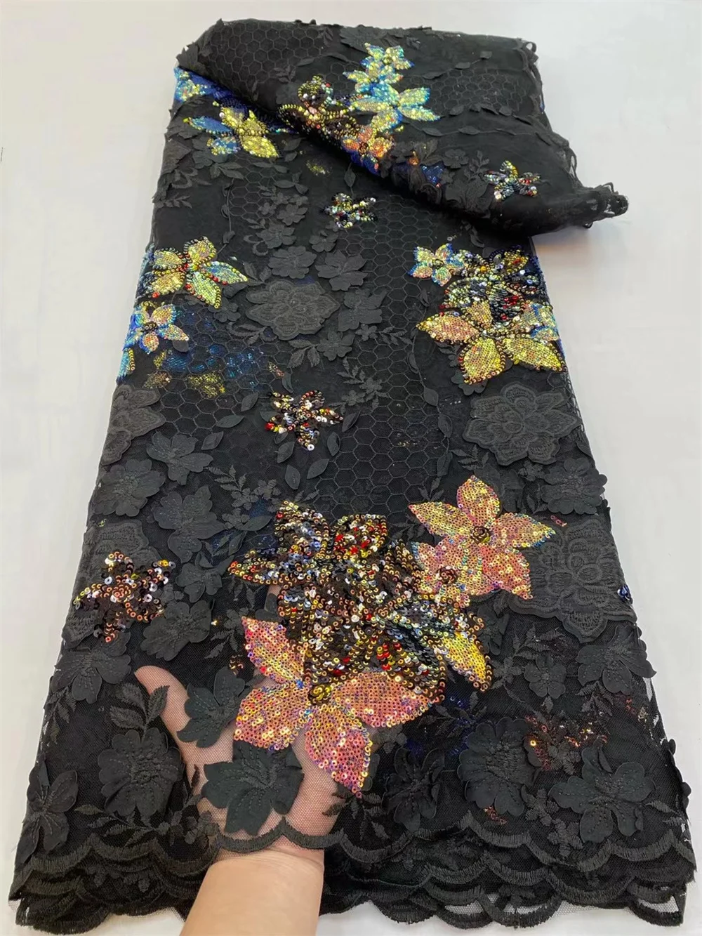 Купить Новый дизайн, африканская кружевная ткань, оптовая продажа, французская кружевная ткань, высокое качество, нигерийский тюль, блестящая круж...