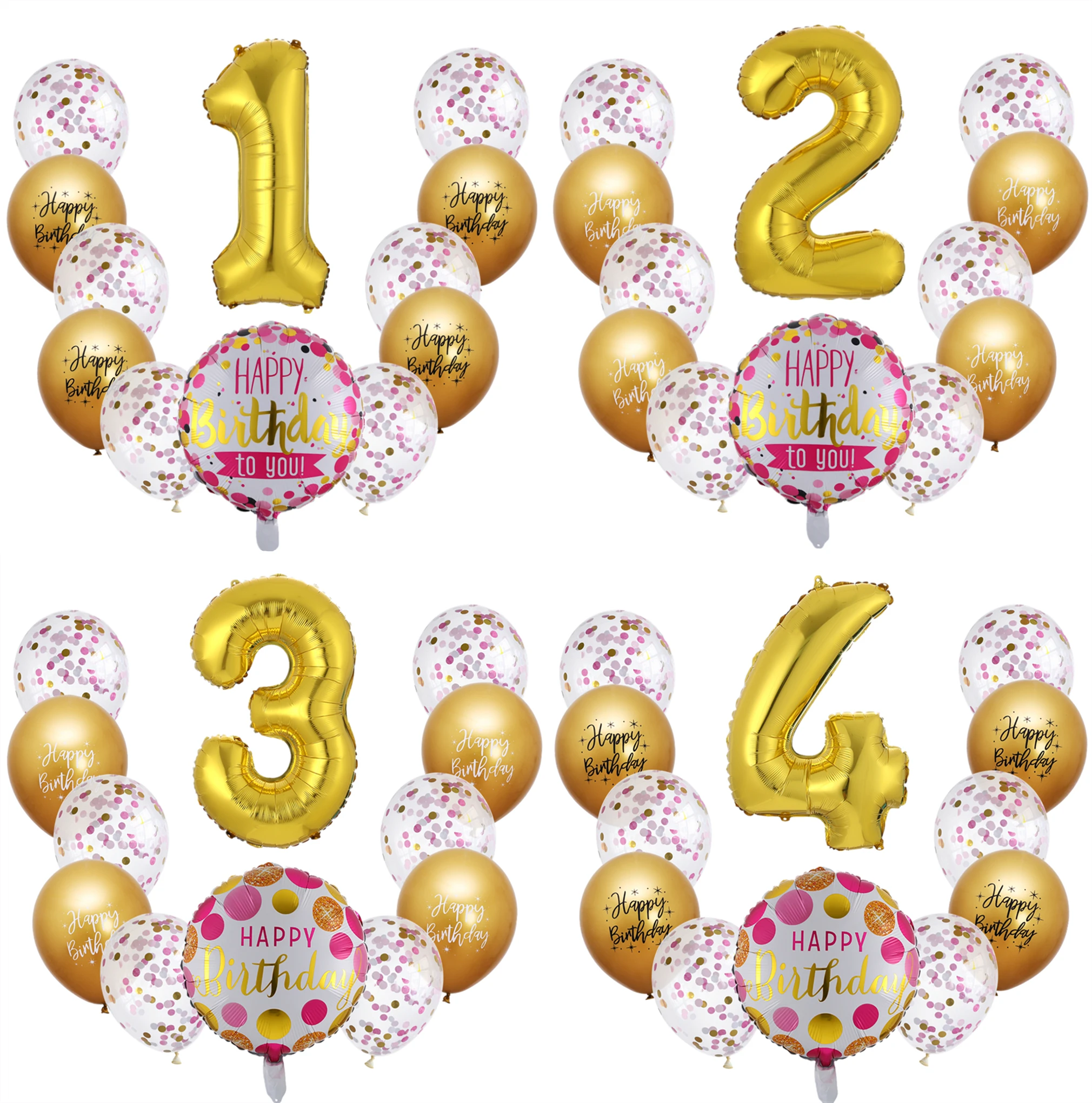 Шары воздушные из фольги золотистые 18 дюймов 12 хромированные с конфетти | Дом и