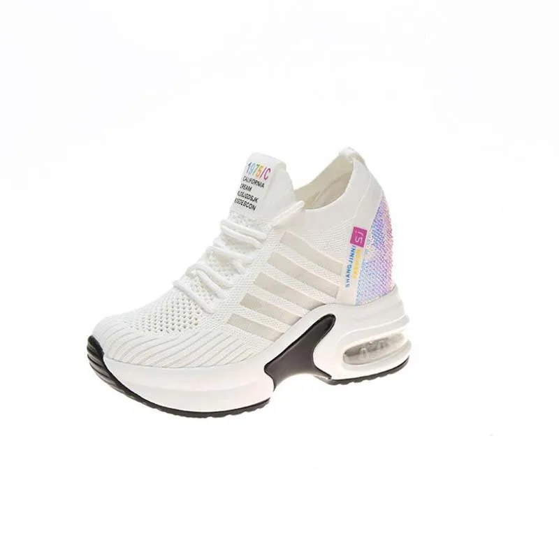 

Wedge Sneakers Ladies Sneaker Sequins Shoes Women Mesh Platform Sneakers Trainers White Shoes Heels Wedges Shoes Casual Shoes