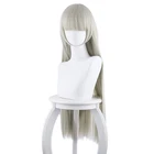 Парик для косплея Kakegurui xx Momobami riririka, жаропрочные длинные прямые синтетические волосы серого цвета, женский парик для костюма из аниме