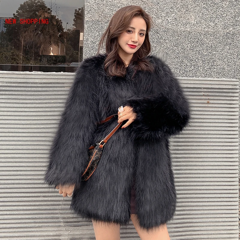 Winter Elegant Thick Warm Luxury Mink Coat Pink Fluffy Natural Fox Fur Jacket Fashion Teddy Coats Outerwear Chaquetas Mujer 2021