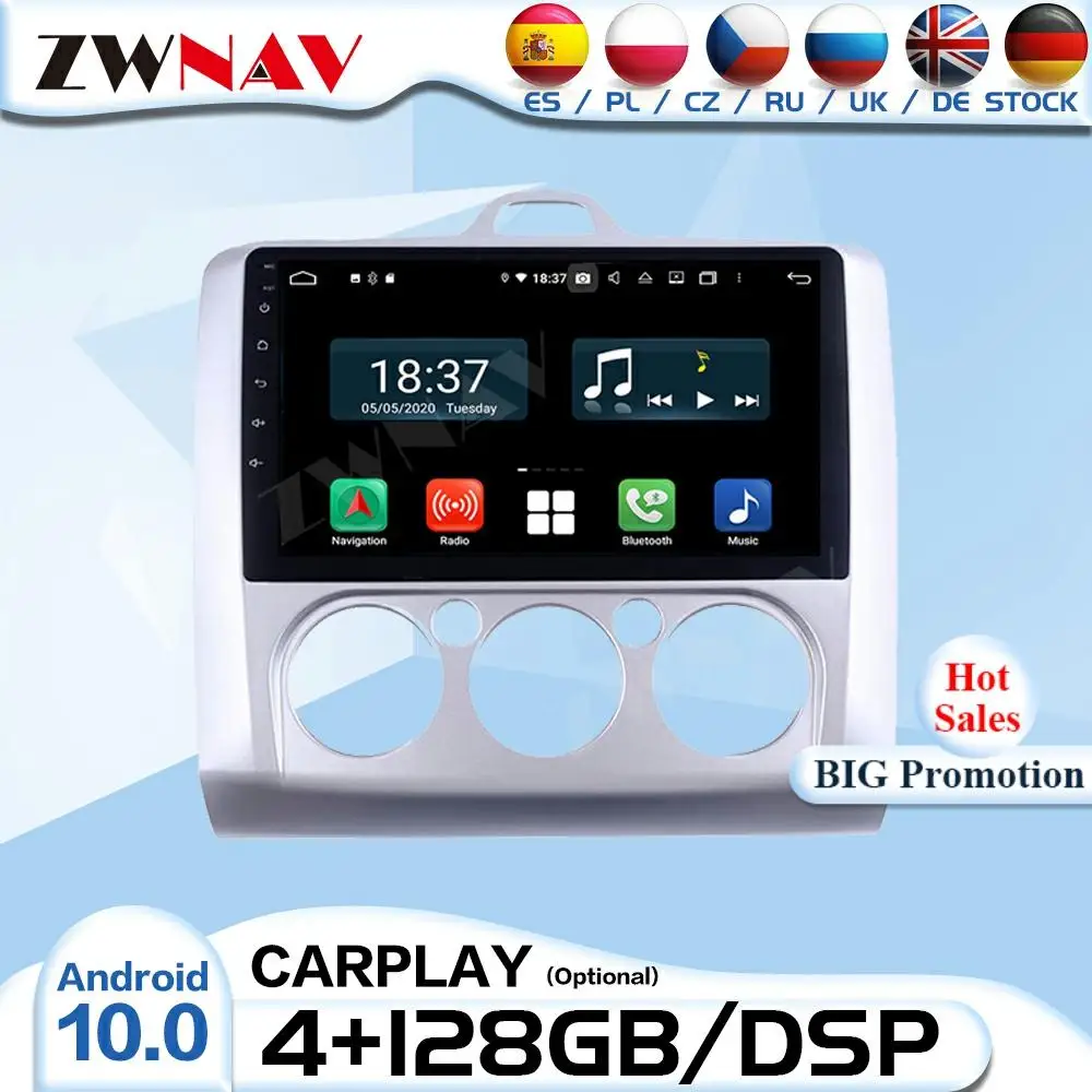 128G 2 Din Carplay Android 10 радиоприемник для Ford Focus 2007 2008 2009 2010 2011 аудио стерео видео GPS