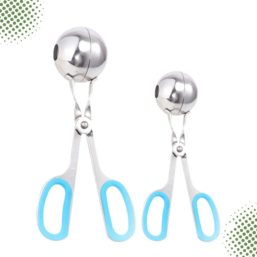 

2pcs Stainless Steel Meat Clip Convenient Meatball Clip Kitchen Meat Clip for Home Restaurant (Size Red + Size Blu