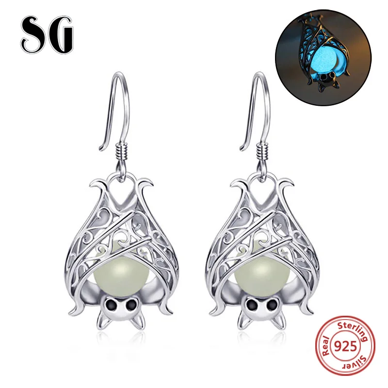 Новые серьги из стерлингового серебра 925 пробы капли с животным принтом летучей