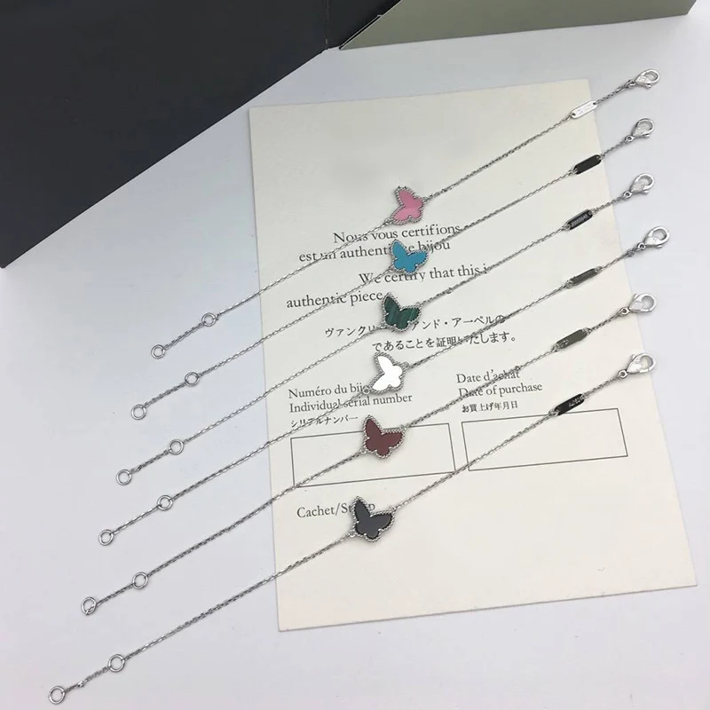 Platinum Bracelet Брендовые ювелирные изделия из чистого 925 пробы серебра для женщин, серьги золотого цвета, дизайнерские свадебные серьги в виде бабочки, ожерелье, браслет - Окраска металла: Platinum Bracelet