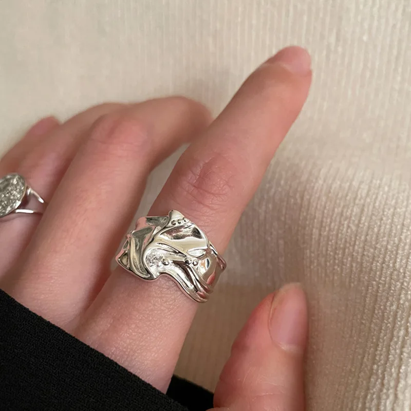 Женское кольцо из серебра 925 пробы, винтажные женские кольца, модные Универсальные женские ювелирные изделия, регулируемые аксессуары