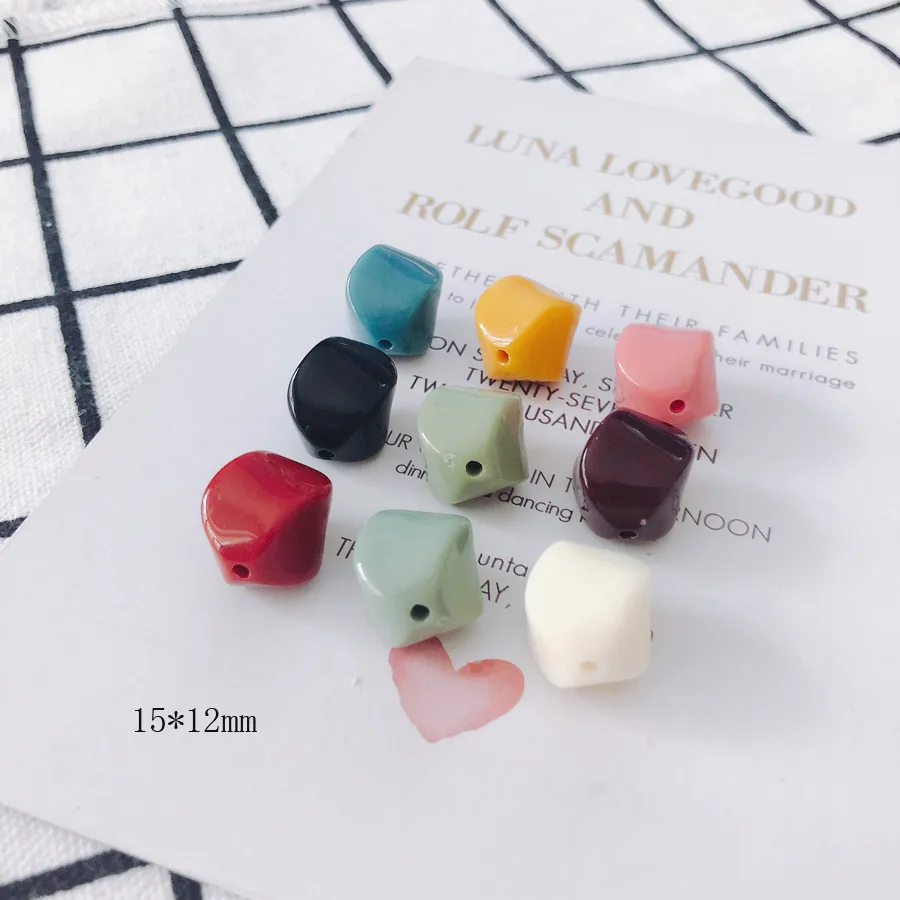 

DIY Jewelry Accessories 100pcs 15*12mm Acrylic Multicolor Geometric Irregular Perforated Earrings Pendant Charms Material