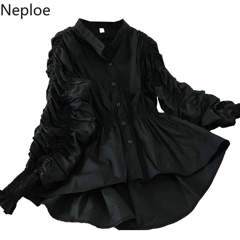 Neploe плиссированная блузка с воротником-стойкой одной грудью асимметричный