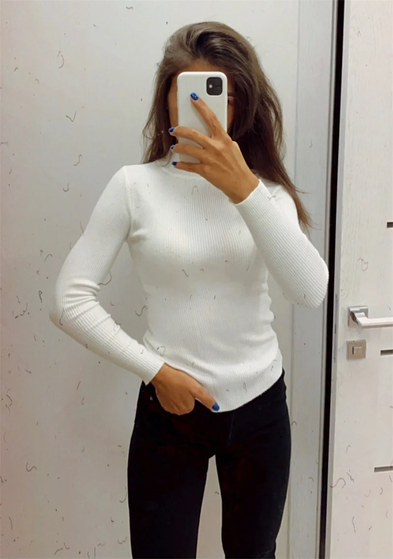

Sweaters Women Autumn Winter Basic Turtleneck Knitting Bottoming Warm Sweaters 2021 Womens Pullovers Solid Minimalist Cheap Tops