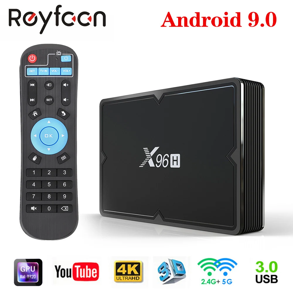 Android 9 0 Smart TV Box 4 ГБ 64 X96H H603 Quad core 5G двухъядерный процессор Wi Fi Bluetooth 100 м 6 к Декодер
