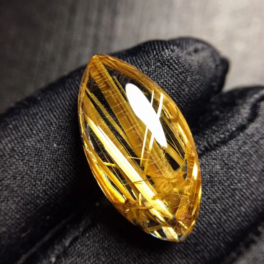 

Natural Gold Rutilated Quartz Water Drop Pendant 24*13*8mm Crystal Wealthys Necklace Jewelry Genuine AAAAAA