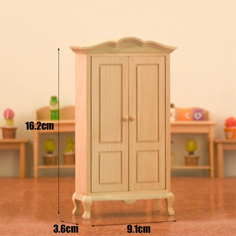 1:12 миниатюрная мебель для кукольного домика деревянный шкаф двойная дверь |