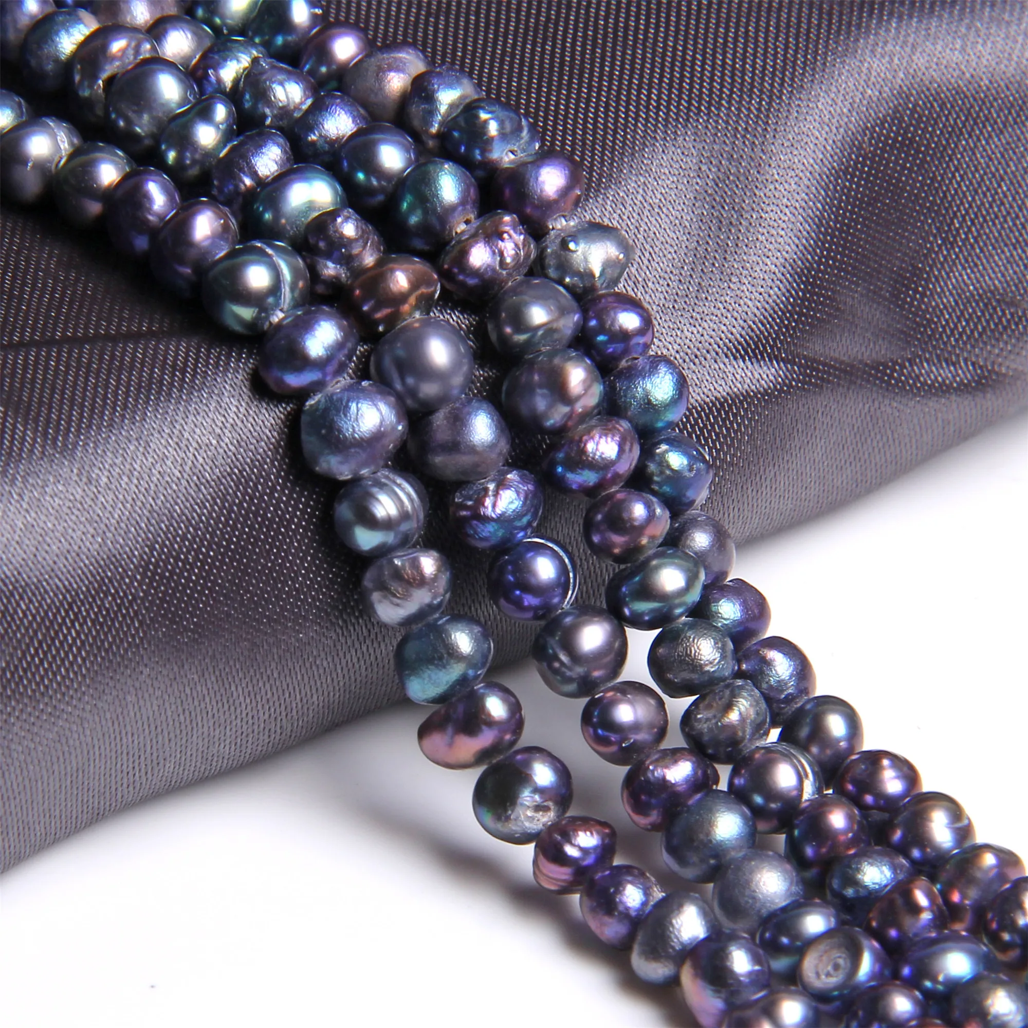 Свободная форма 4 мм натуральный пресноводный черный жемчуг в стиле барокко