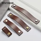 Мягкие ручки для шкафа, кожаные комоды, круглые ручки для ящиков, коричневые ручки для шкафа