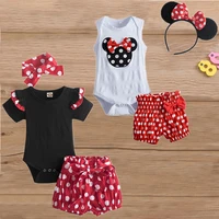 0 2 years baby girls 3pcs set headband tops shorts home casual sleepwear for kid toddler polka dot clothes infant casual outfits