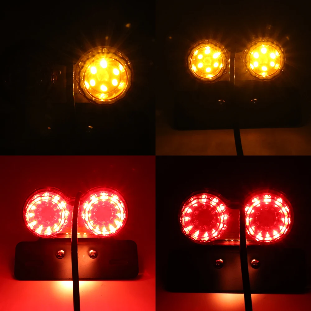 

LED Motorcycle Turn Signal & Brake Light Red Taillight Yellow Warning Signal Light 12V High Quality Aotobike illumination Lamp