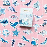 1 box blue style ocean whale shell decorative paper stickers decoration