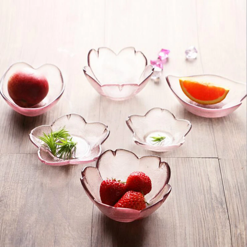 Оригинальность розовые лепестки цвет стеклянная посуда для вкуса Dip блюдо вишни
