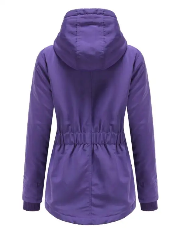 Women Waterproof Thickend Coat Autumn Long Sleeve Cotton Velvet Parkas Hoodies Femmle Parker Coat Asia Size  S-5XL