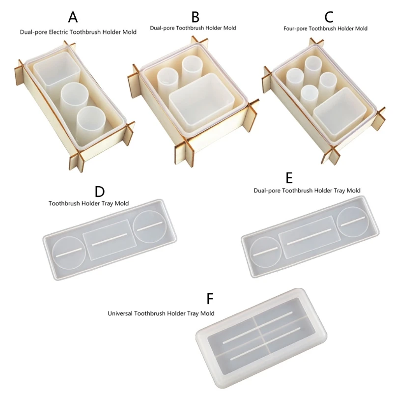 

DIY Electric Toothbrush Razor Holder Resin Mold Bathroom Organizer Toothbrush Holder Trays Resin Casting Mold Art Crafts