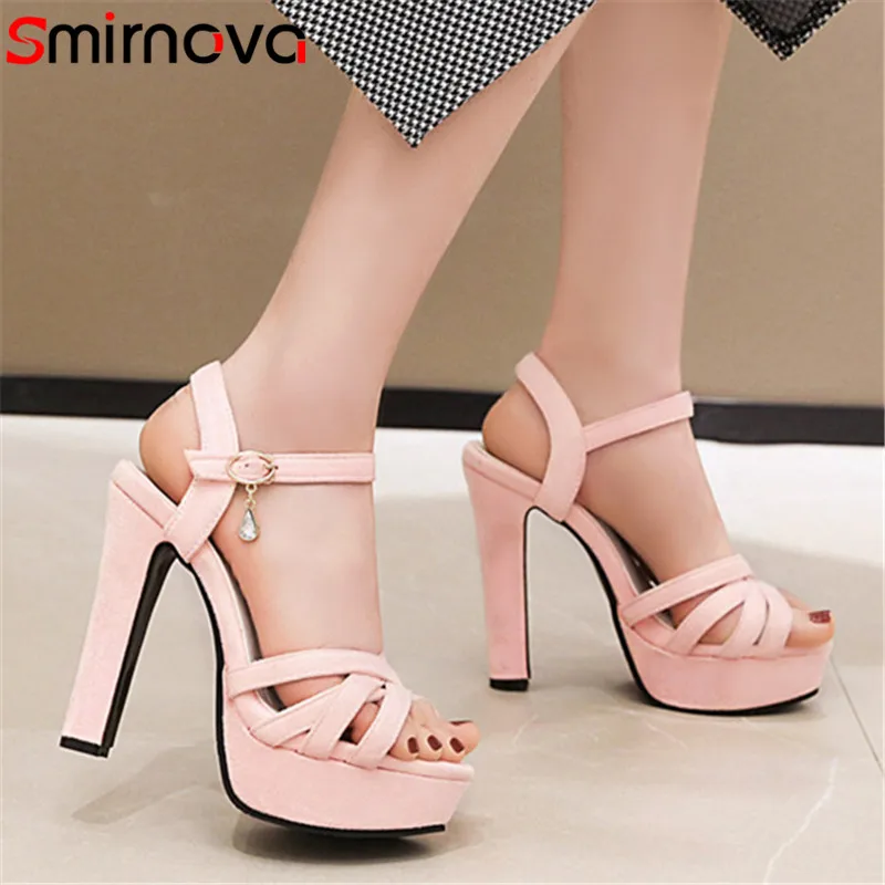 Smirnova 2020 Новое поступление женские сандалии с пряжкой летние на высоком каблуке