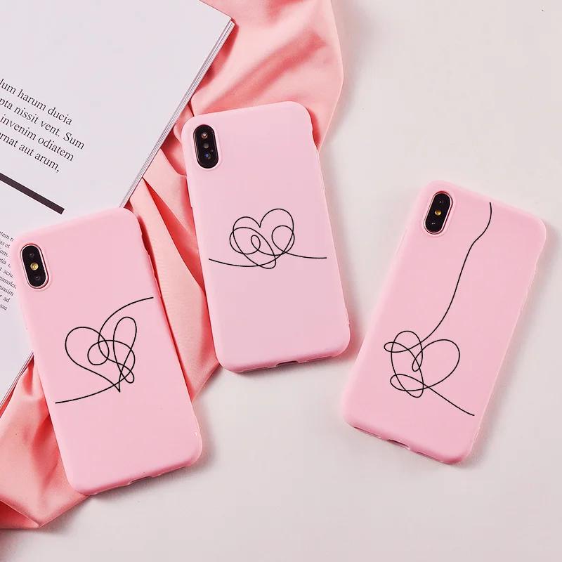 Простой мягкий силиконовый чехол для iphone11 Love Line IPhone11 7 6S Plus X 10 5 5S SE XS XR MAX милый