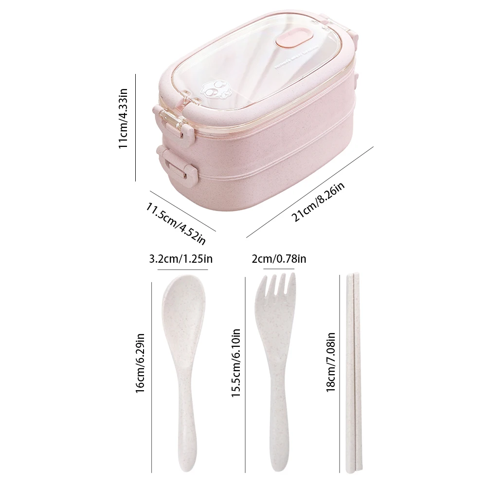 

Bento Box Portable Healthy Material Lunch Box2Layer Wheat Straw Bento Boxes Microwave Dinnerware Food Storage Container Foodbox