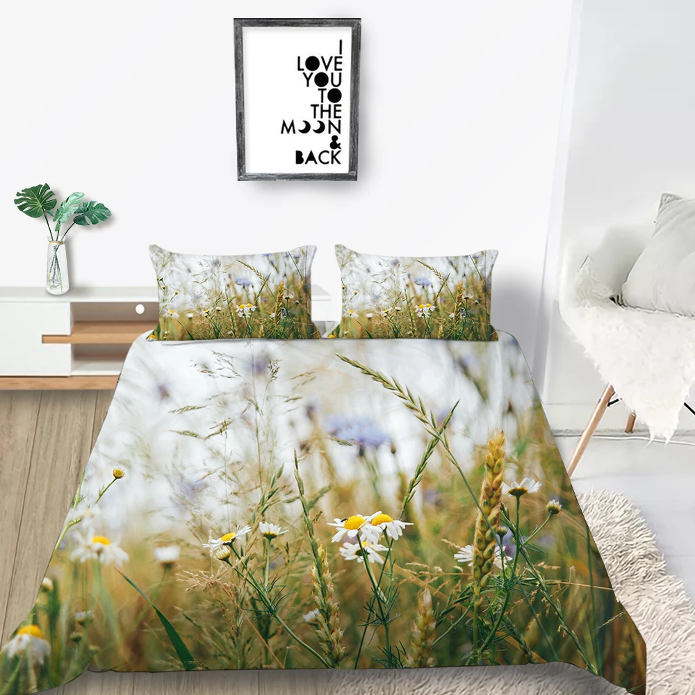 Комплект постельного белья королевского размера принт в виде одуванчиков