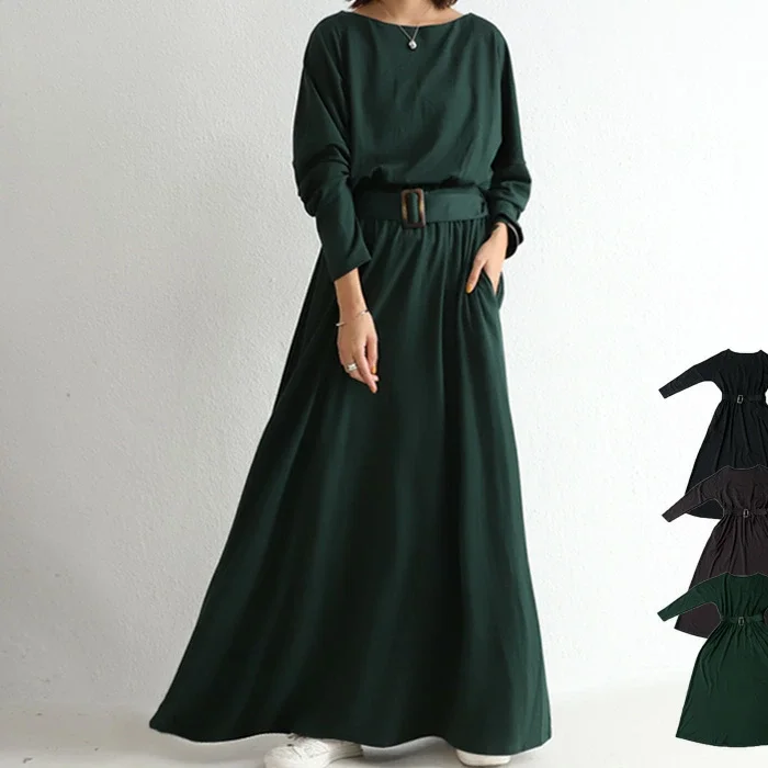 

Dress Women Japan Style Long Sleeve Long Dresses Women Female Solid Color Women Dresses 2021 Hot Wear