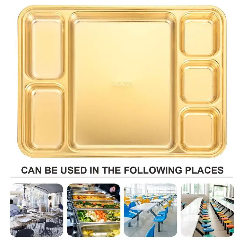 

1Pc Stainless Steel Plate Household Divided Plate Fruit Plate Breakfast Plate