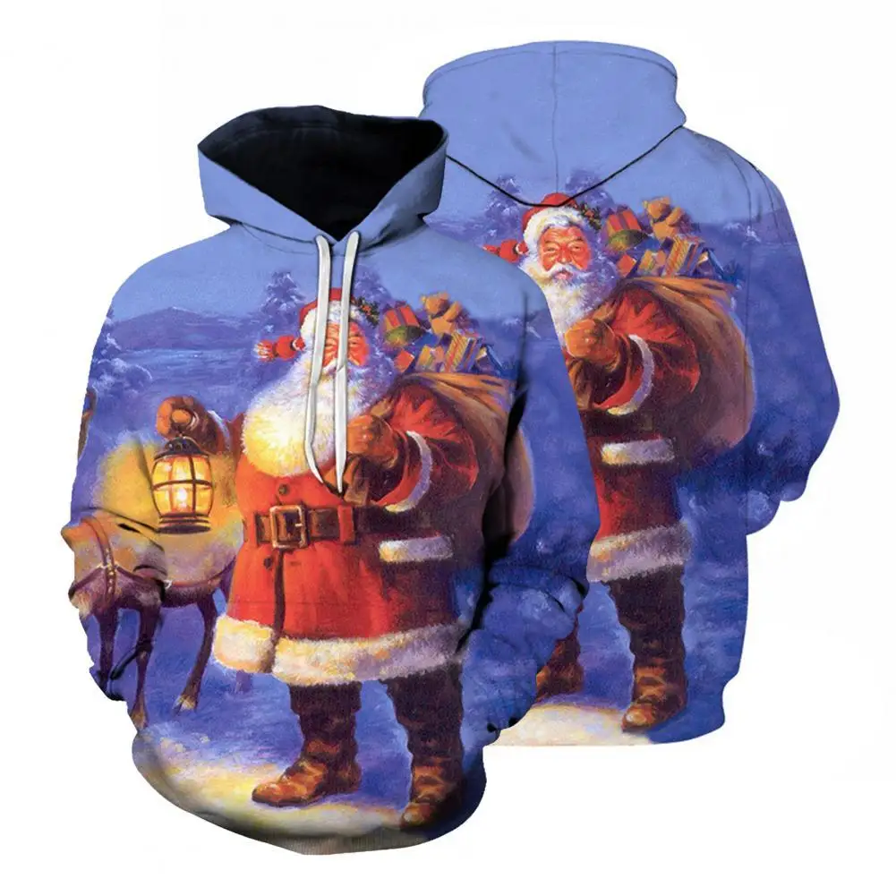 

Xmas Sweatshirt Loose Fit Elk Print Pullover Sweatshirt Couple Hoodie Unique