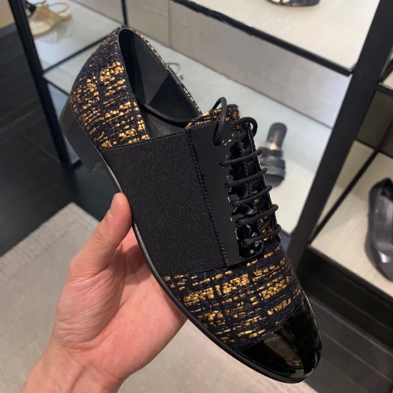 Женские брендовые дизайнерские туфли на плоской подошве черные лоферы шнуровке