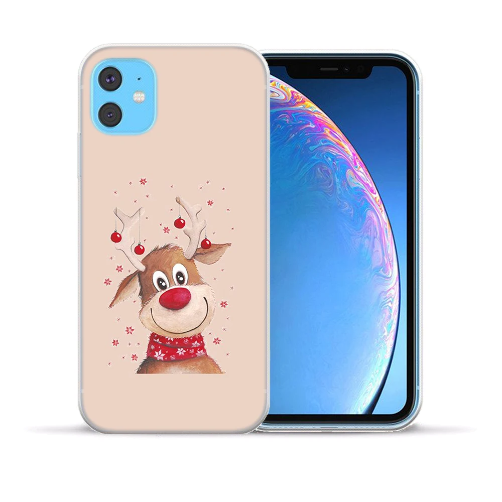 Новогодний Мягкий чехол из ТПУ для iPhone 11 Pro Max X XS XR 7 8 6 6S Plus 5S SE силиконовый