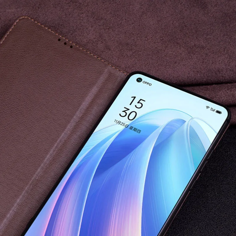 sales luxury genuine leather magnet clasp phone cover case for oppo reno 7 pro se kickstand holster case protective full funda free global shipping