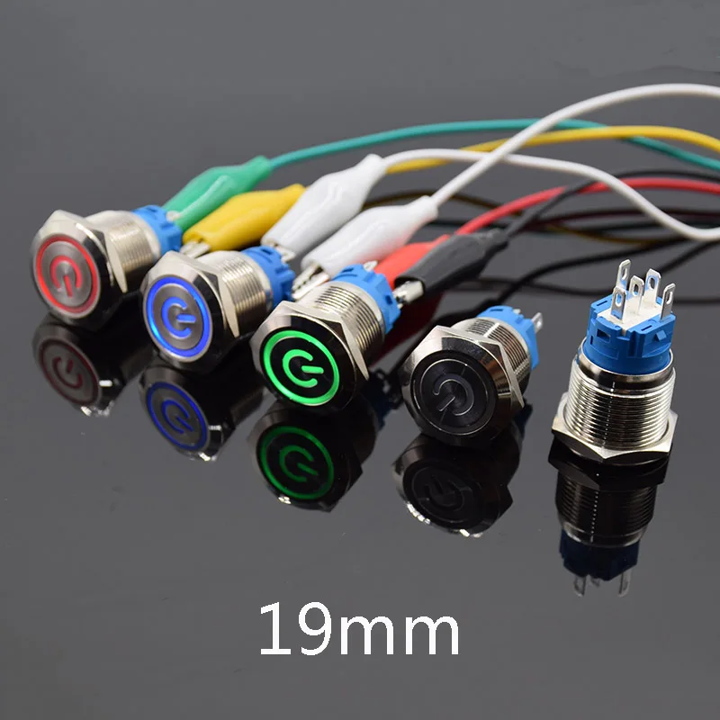 Металлический кнопочный переключатель питания 19 мм латунный плоский Круглый