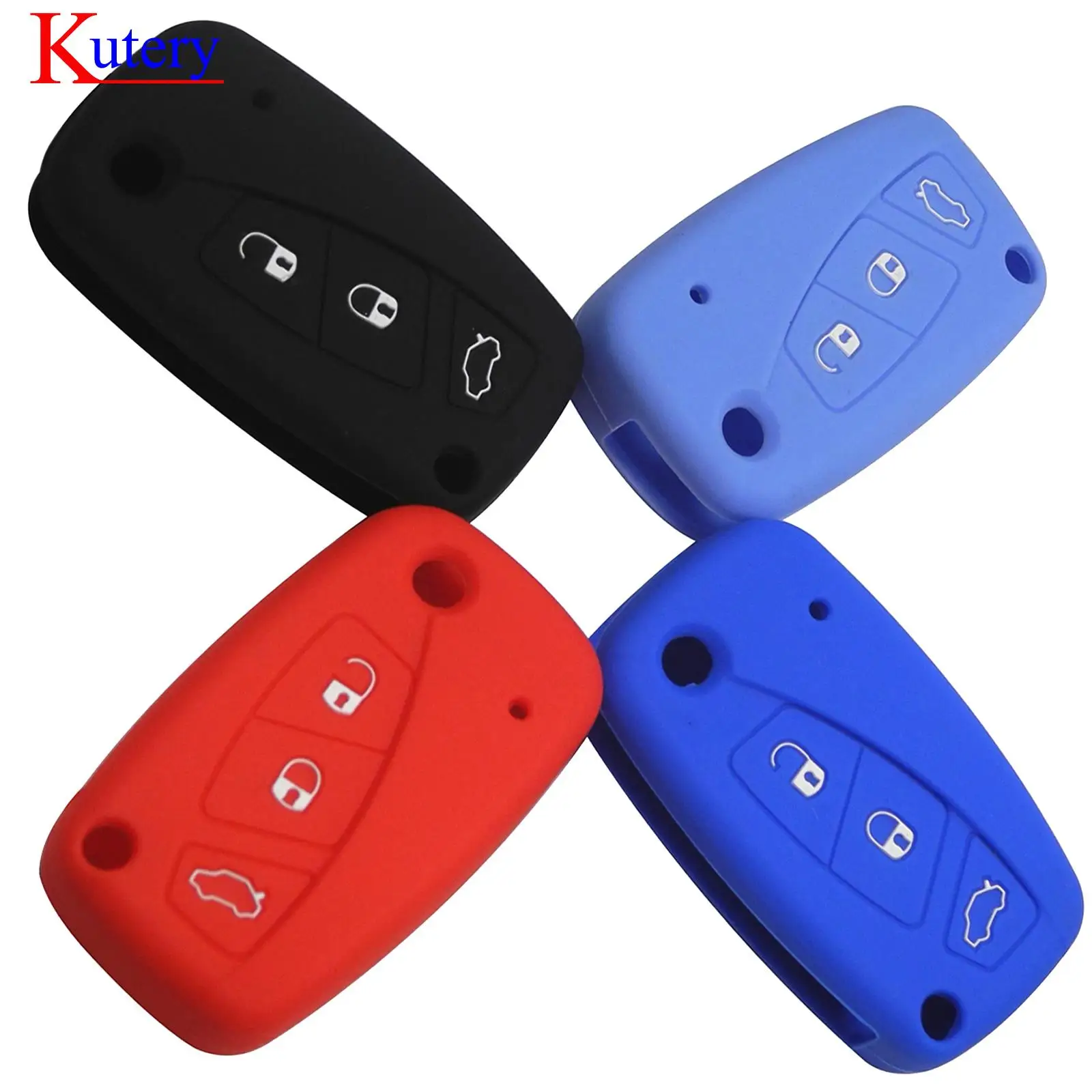 

Kutery 3 Buttons For FIAT Panda Stilo Punto Ducato Doblo Minibus Grande Bravo 500 Fob Silicone Rubber Car Key Cover Case