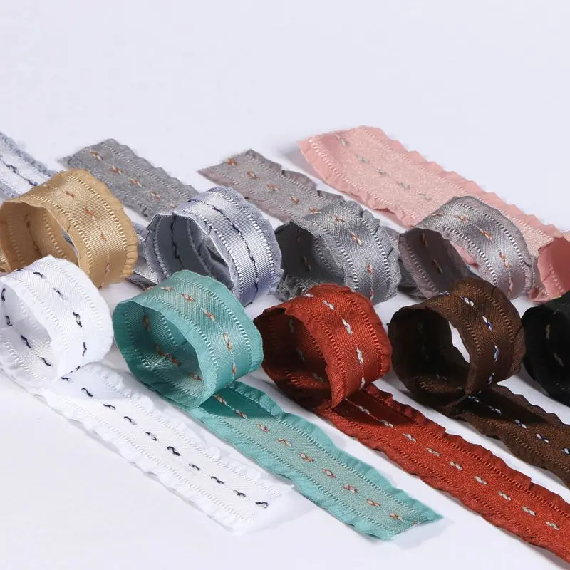 Лента с оборками из полиэстера вышитыми полосками 25 мм толстая ткань сделай сам