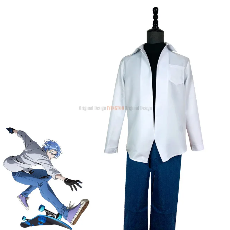 

Anime SK EIGHT SK∞ Cosplay Costume Hasegawa Ranga Uniform Coat + Top + Trousers Blue White set Costume for Women Men