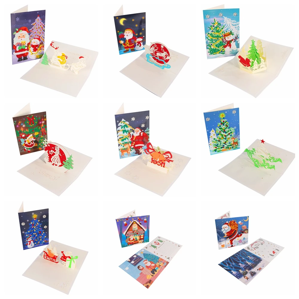 

Алмазная картина «сделай сам», поздравительные открытки, мультяшная Рождественская елка, Санта-Клаус, специальная форма, сверло, алмазная вышивка 5D, открытки, подарок