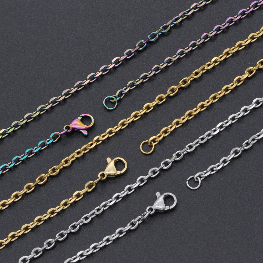 

Цепочка Из Нержавеющей Стали, базовое ожерелье с круглыми звеньями в стиле хип-хоп, 3 мм