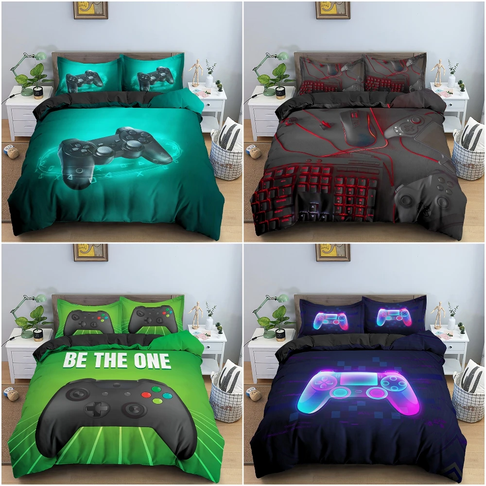 

Детский комплект пододеяльника для видеоигр для подростков, одеяло с принтом для мальчиков, игровой контроллер, Комплект постельного белья...