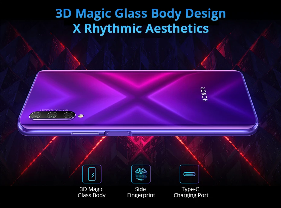 Honor 9X мобильный телефон Kirin 810 Android 9,0 6,5" 2340X1080 4 ГБ ОЗУ 64 Гб ПЗУ камера с подъемом МП