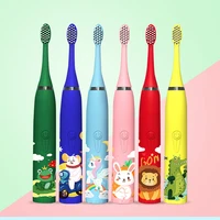 sonic childrens electric toothbrush kids 3 to 12 years old cleaning care oral bacteria 6 replacement brush heads usb charging